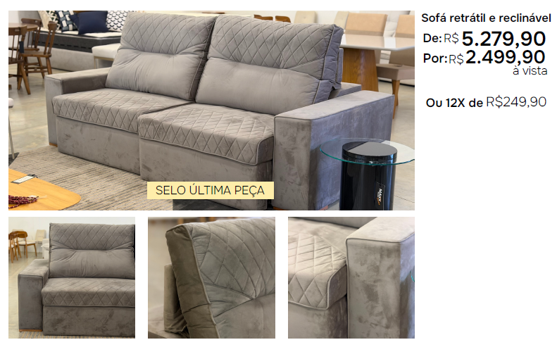 Sofá retrátil e reclinável modelo 2